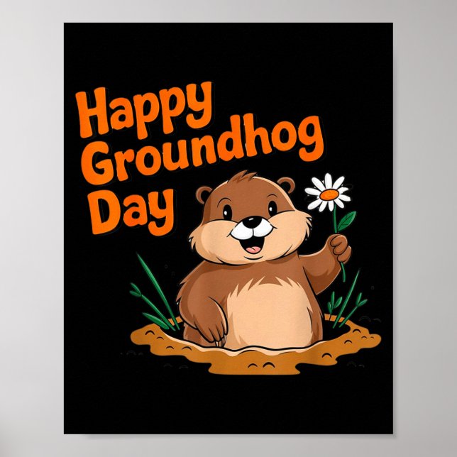 Poster Feliz Dia do Groundhog 2025 Família Combinada Dive (Frente)