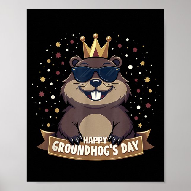 Poster Feliz Dia do Groundhog 2025 Funny Woodchuck  (Frente)