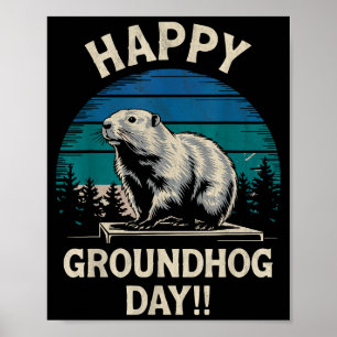 Poster Feliz Dia do Groundhog Dia do Ground Hog Festa de