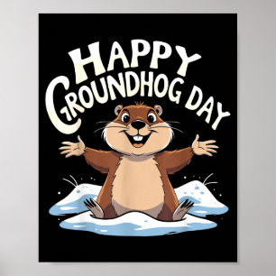 Poster Feliz Dia do Groundhog Fofa Groundhog Mulheres Hom