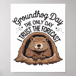 Poster Feliz Dia do Groundhog Woodchuck Animal Amante do 