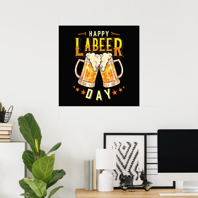 Poster Feliz Dia do Labeer Engraçado Dia do Trabalho (Escritório em casa)