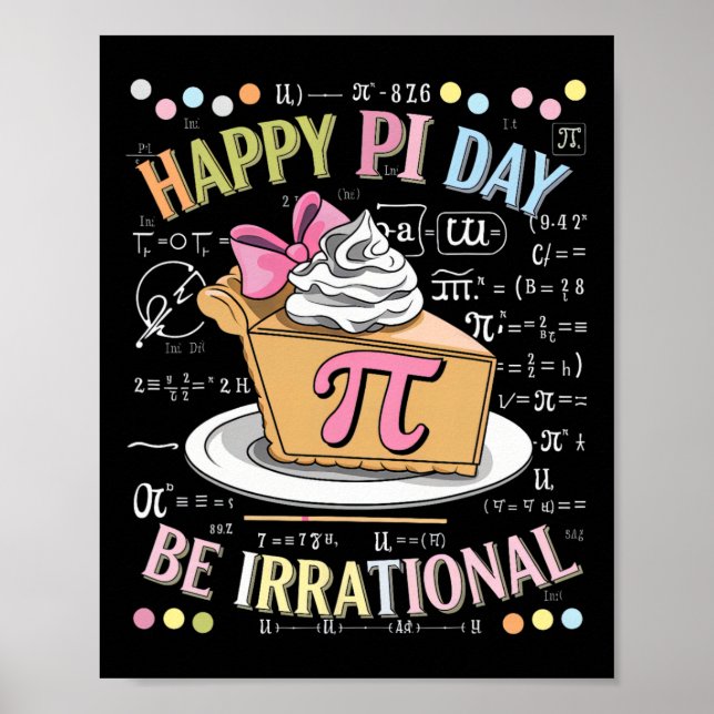 Poster Feliz Dia do Pi Matemática Divertida Treinador de  (Frente)