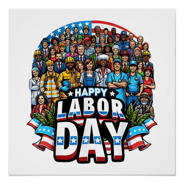 Póster Feliz Dia do Trabalho Americano (Frente)