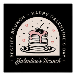 Póster Feliz dia dos Galentines. Festa de lanche para gar