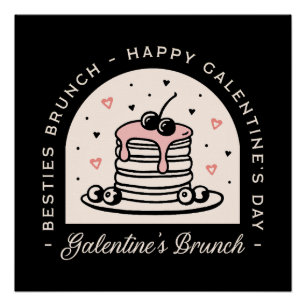 Póster Feliz dia dos Galentines. Festa de lanche para gar
