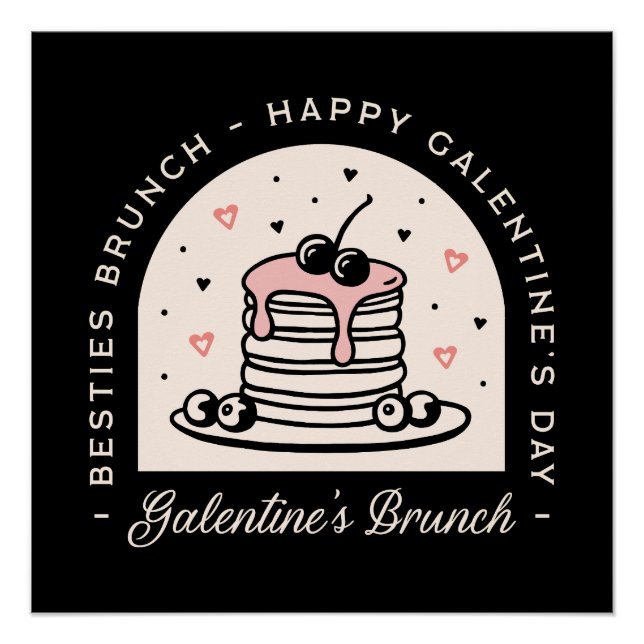 Póster Feliz dia dos Galentines. Festa de lanche para gar (Frente)