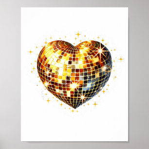 Poster Feliz Dia dos Namorados Funny Gold Coquette Disco 