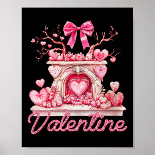 Poster Feliz Dia dos Namorados Lareira Retrô Corações Ros