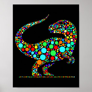 Poster Feliz Dia dos Pontos Colorido Dinossauro de Bolinh