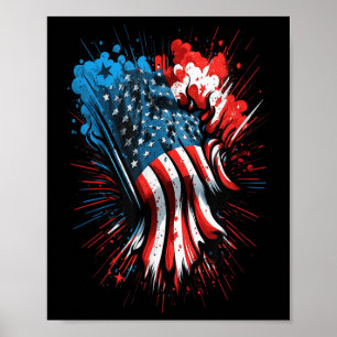 Poster Feliz Dia Memorial Fogos de Artifício Americanos B