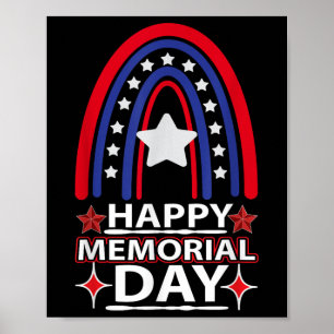 Poster Feliz Dia Memorial Rainbow Usa Flag American Flag