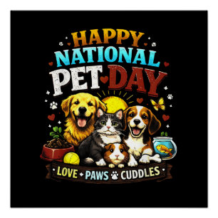 Póster Feliz Dia Nacional do Animal de Estimação Amante d