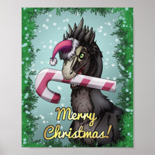 Poster Feliz Dinossauro de Natal