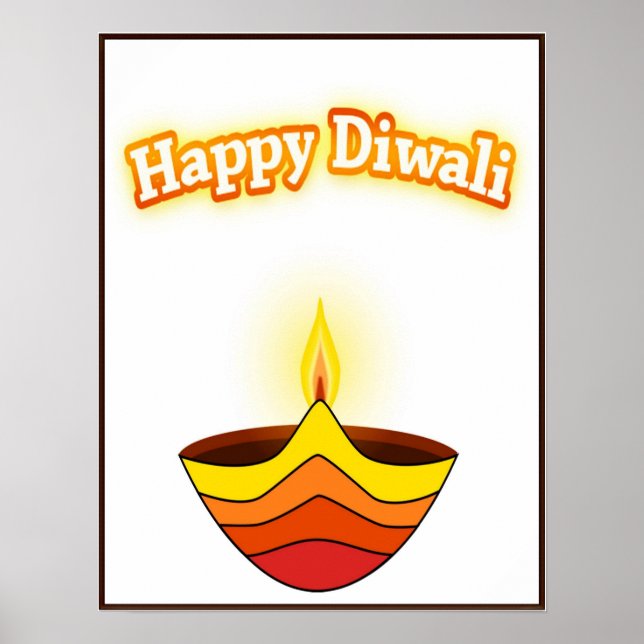 Poster Feliz Diwali e lâmpada Diya (Frente)