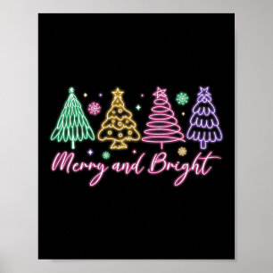 Poster Feliz E Árvore De Natal Brilhante Garota De Natal 