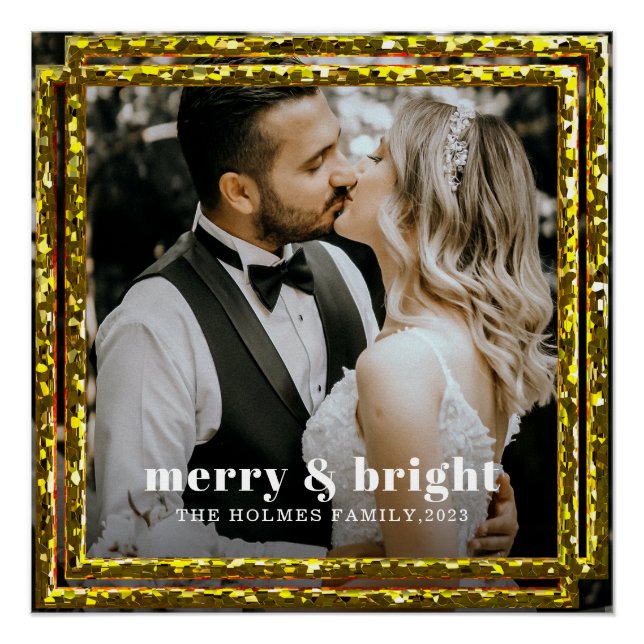 Póster feliz e brilhante casal de natal moderno (Frente)