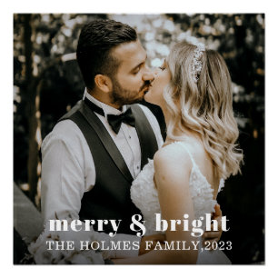 Póster feliz e brilhante casal de natal moderno