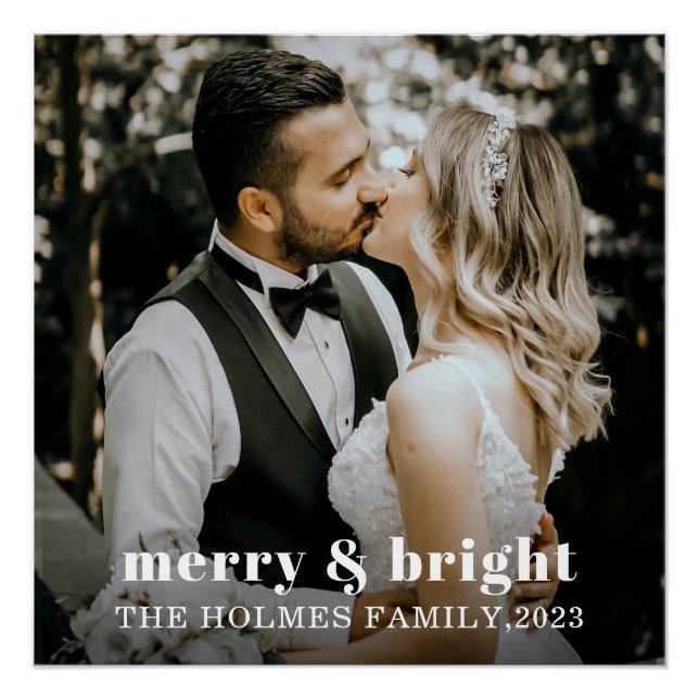 Póster feliz e brilhante casal de natal moderno (Frente)