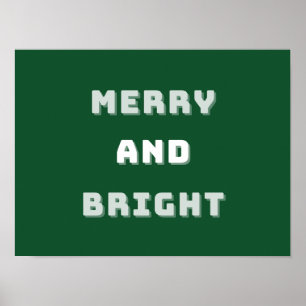 Poster Feliz e Brilho, Arte de Natal Verde, Férias