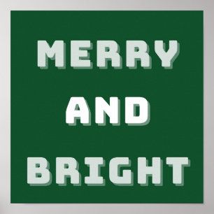 Poster Feliz e Brilho, Arte de Natal Verde, Férias