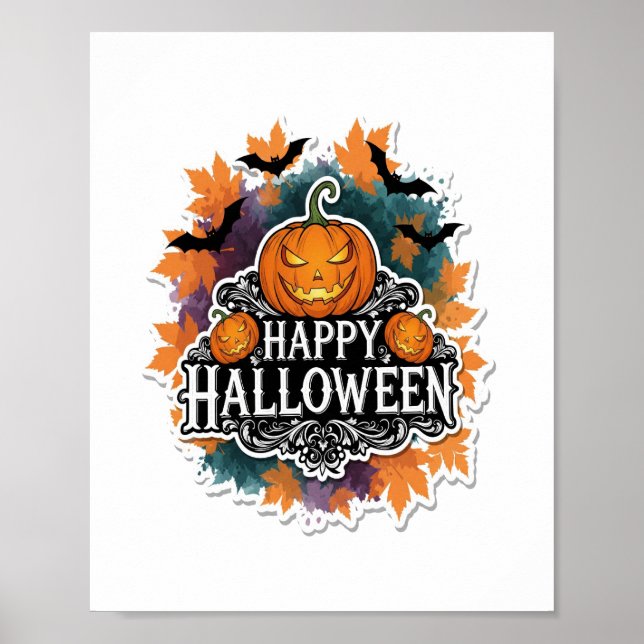 Poster Feliz e Feliz Halloween (Frente)