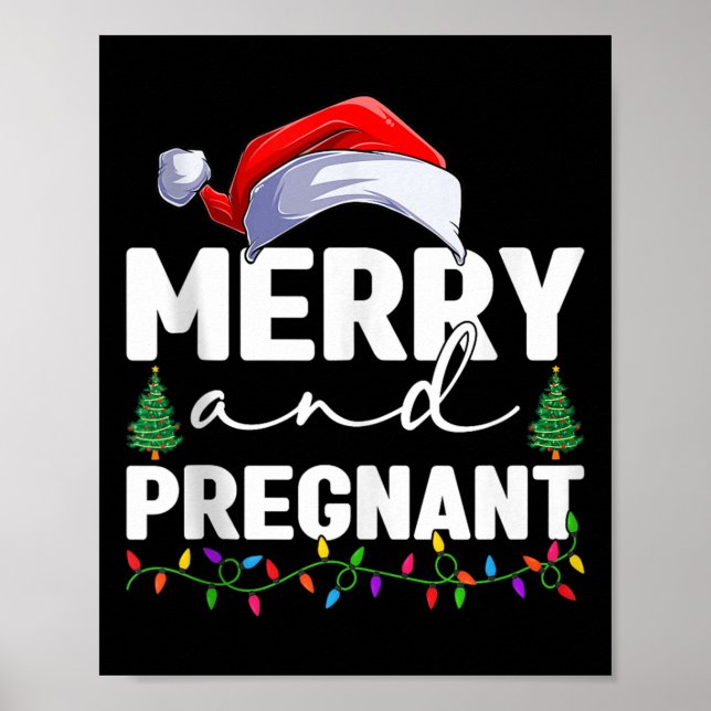 Poster Feliz e Grávida Natal Anúncio de Gravidez (Frente)