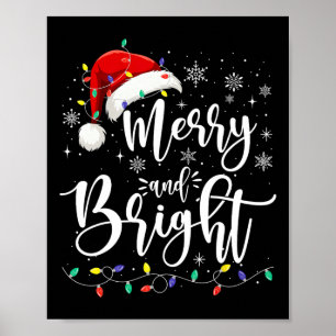 Poster Feliz E Luzes Brilhantes Família Xmas Red Santa Ha