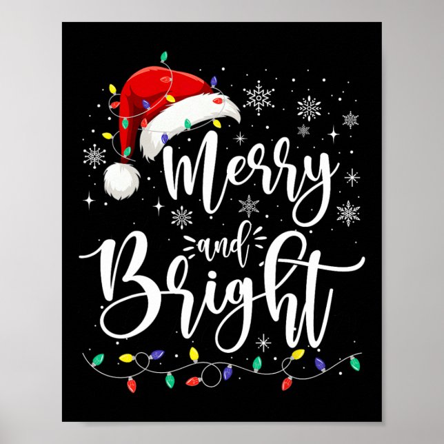 Poster Feliz E Luzes Brilhantes Família Xmas Red Santa Ha (Frente)