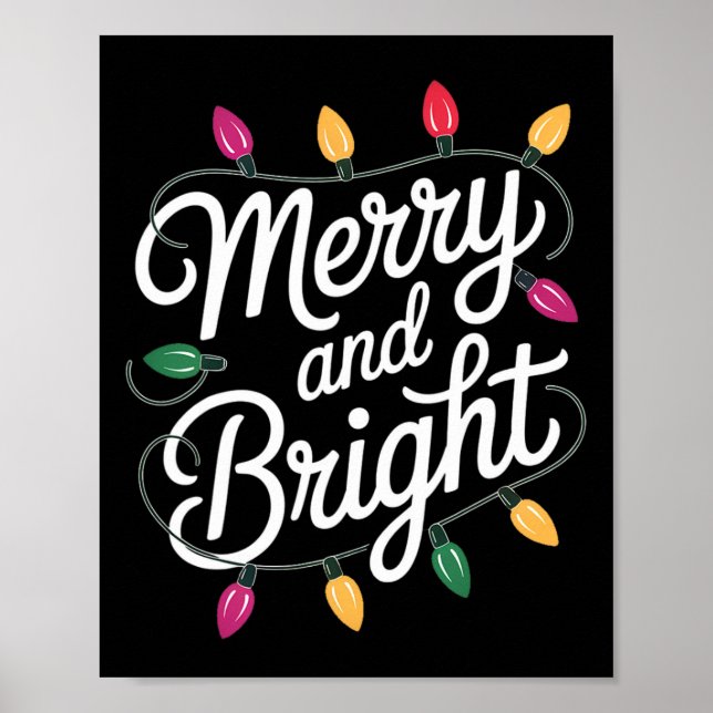 Poster Feliz E Luzes De Natal Brilhantes (Frente)