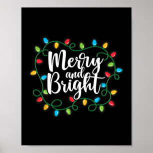Poster Feliz E Luzes De Natal Brilhantes Correspondem À F