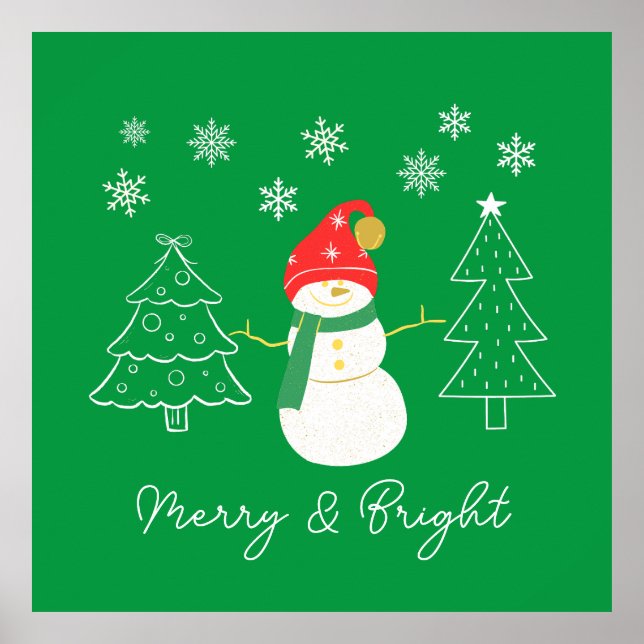 Poster Feliz e Natal Brilhante (Frente)