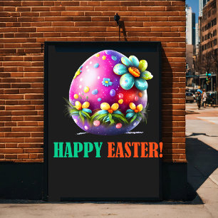 Póster Feliz Eggster - Faca de Ovos de Páscoa