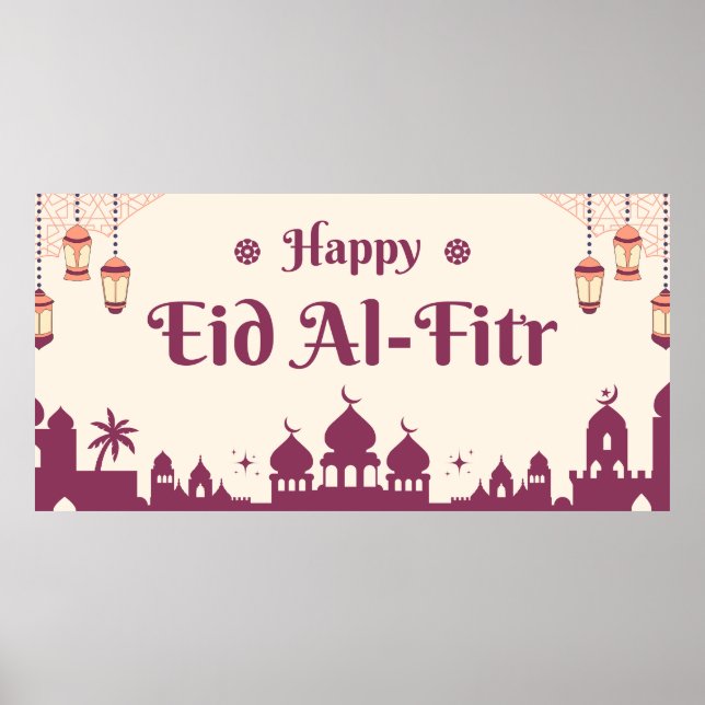 Poster Feliz Eid Mubarak Cartaz de fundo para festa Eid  (Frente)