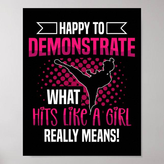 Poster Feliz Em Demonstrar O Que Bate Como Uma Garota (Frente)