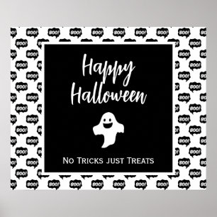 Poster Feliz fantasma do Halloween, sem truques, só trata