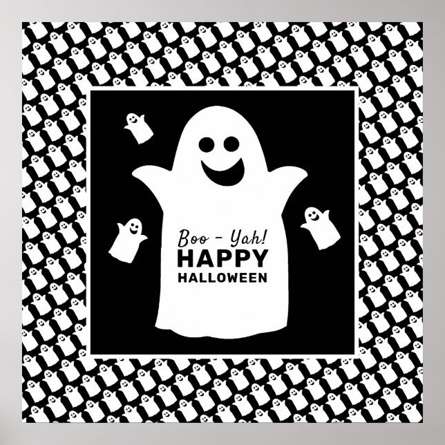 Poster Feliz Fantasma, Festa Negra de Halloween (Frente)