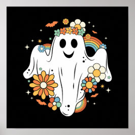 Poster Feliz Fantasma Retro Hippie Vibe