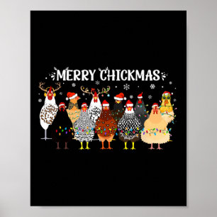 Poster Feliz Farmer de Frango de Natal Santa Hat Luz de N