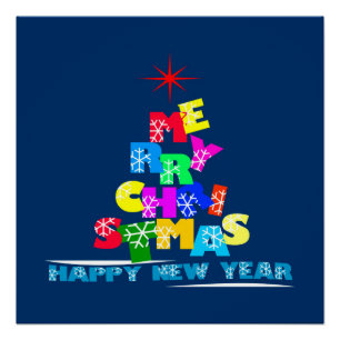 Póster Feliz Feliz ano novo de Natal