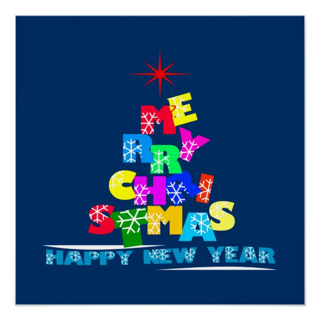 Póster Feliz Feliz ano novo de Natal (Frente)