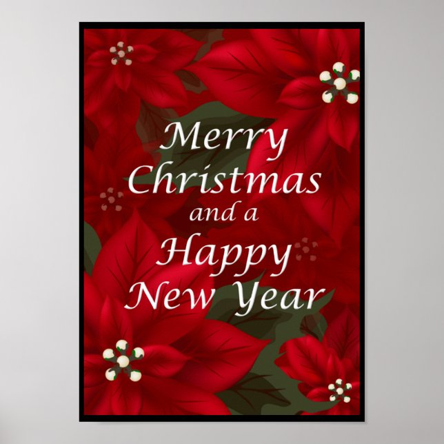 Póster Feliz Feliz ano novo de Natal (Frente)
