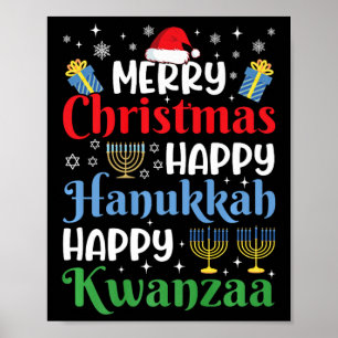 Poster Feliz Feliz Feliz Natal Feliz Hanukkah Hap