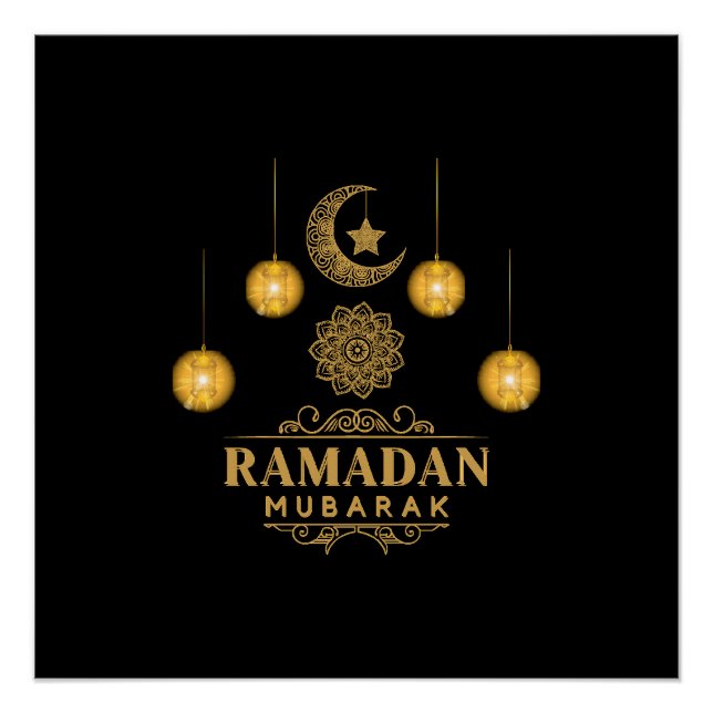 Póster Feliz Feriado Ramadan Kareem E Eid Mubarak 2024 (Frente)