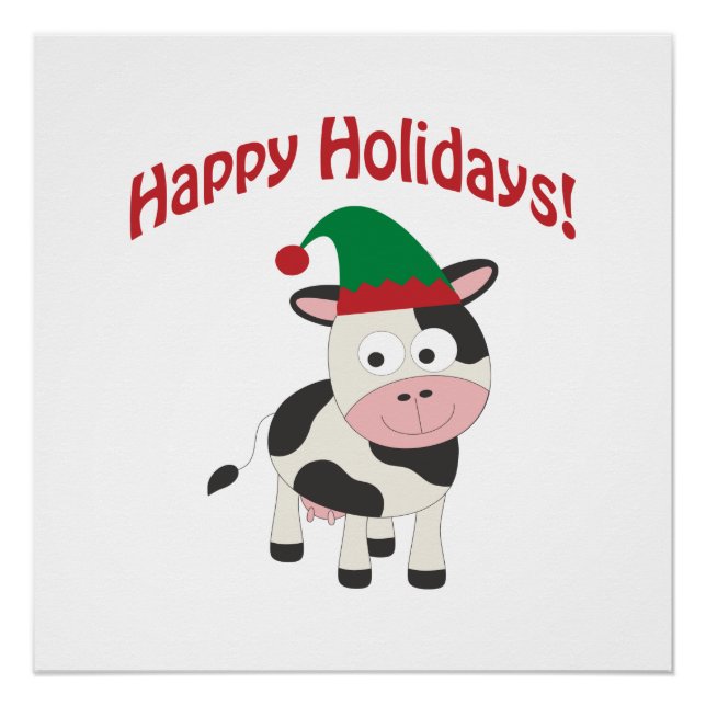 Póster Feliz Feriados! Cow Elf (Frente)