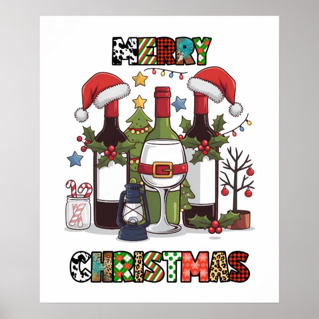 Poster Feliz festa de vinho de Natal (Frente)