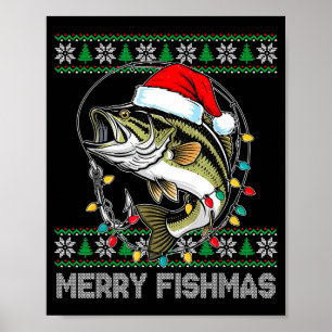 Poster Feliz Fishmas Engraçado B Pesca Natal Para Mulhere