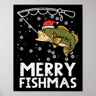Poster Feliz Fishmas Peixe Pescaria Natal Papai Homens