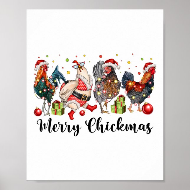 Poster Feliz Frangmas Frangos Natal Divertido Frango Mo (Frente)