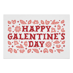 Póster Feliz Galentines Dia da Floresta estética